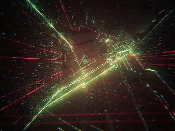 Abstract glowing geometric shapes representing energy flow